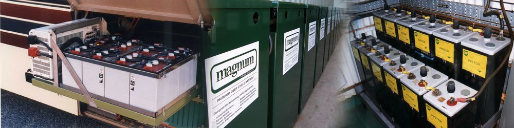 Three merged images of different types of batteries offered by WA Solar Supplies